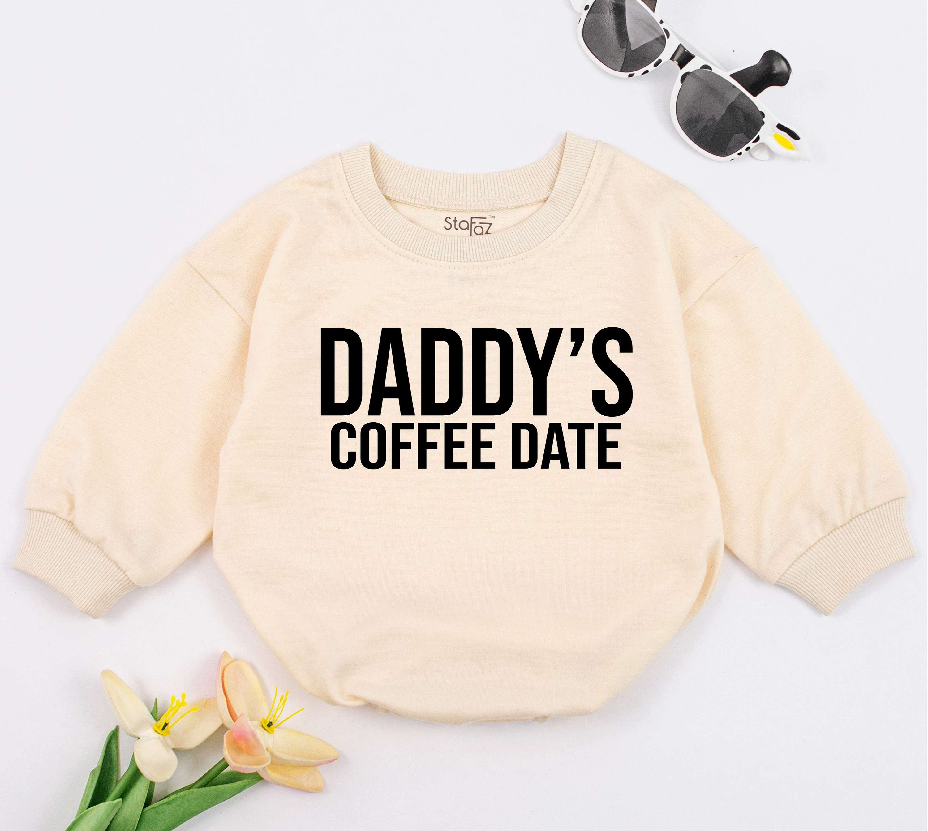 Daddy's Coffee Date Baby Girl Romper Cozy Infant Outfit Father's Day Gift Soft Cotton Playful Design for Newborns and Toddlers