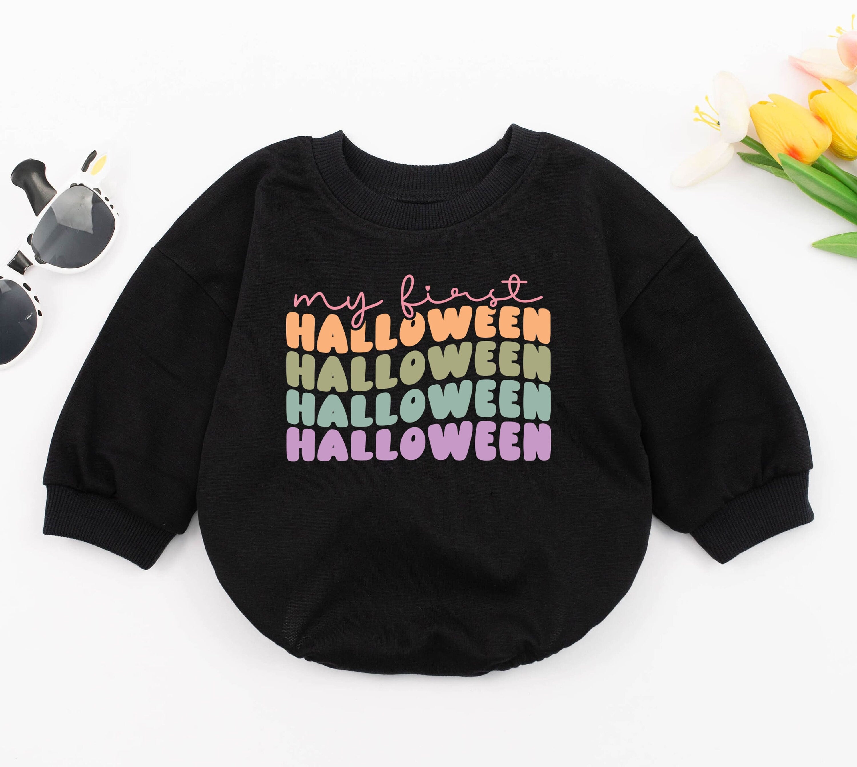 My First Halloween Baby Romper Cute Colorful Holiday Outfit Soft Cotton Festive Newborn Clothes Halloween Announcement Gift
