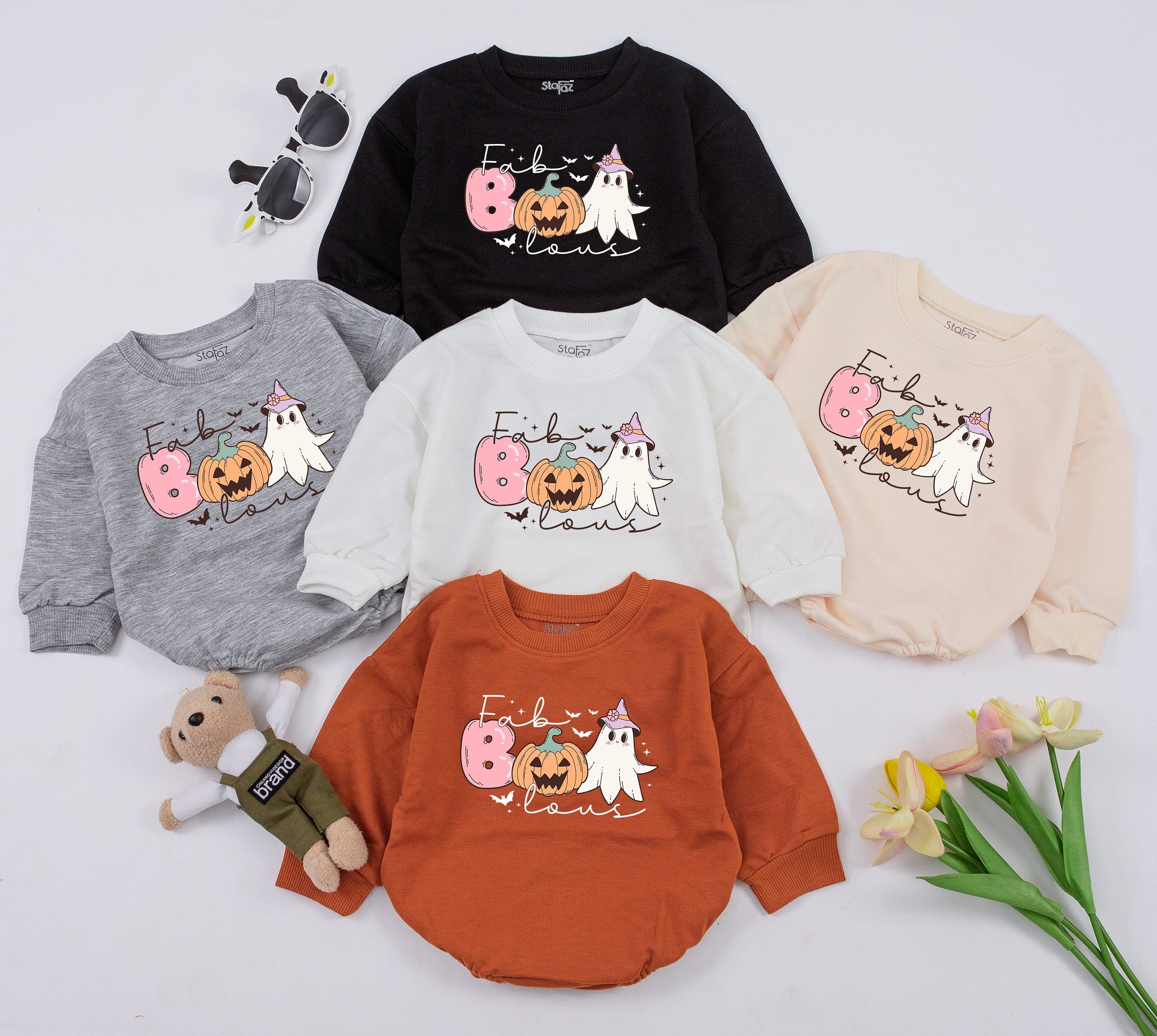 Faboolous Baby Romper Soft Pastel Halloween Pumpkin Ghost Design First Halloween Gift for Baby Fall Vibes Comfortable Thanksgiving Outfit