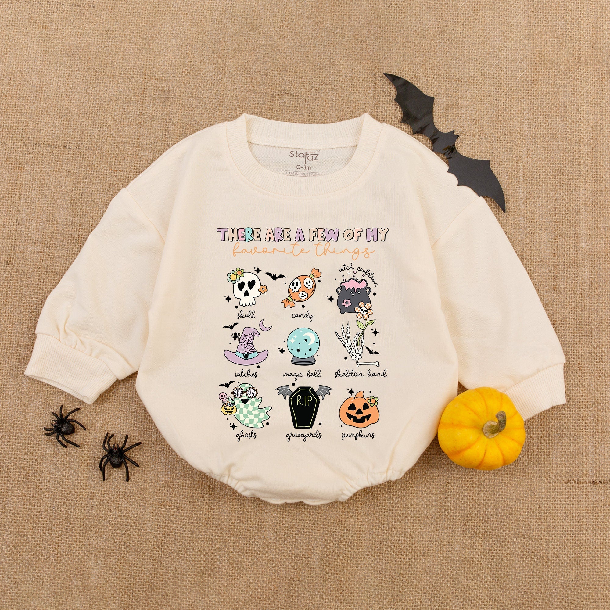 Spooky Season Baby Romper Fun Halloween Outfit with Skulls and Pumpkins Soft Cotton Newborn Clothes First Holiday Gift Idea