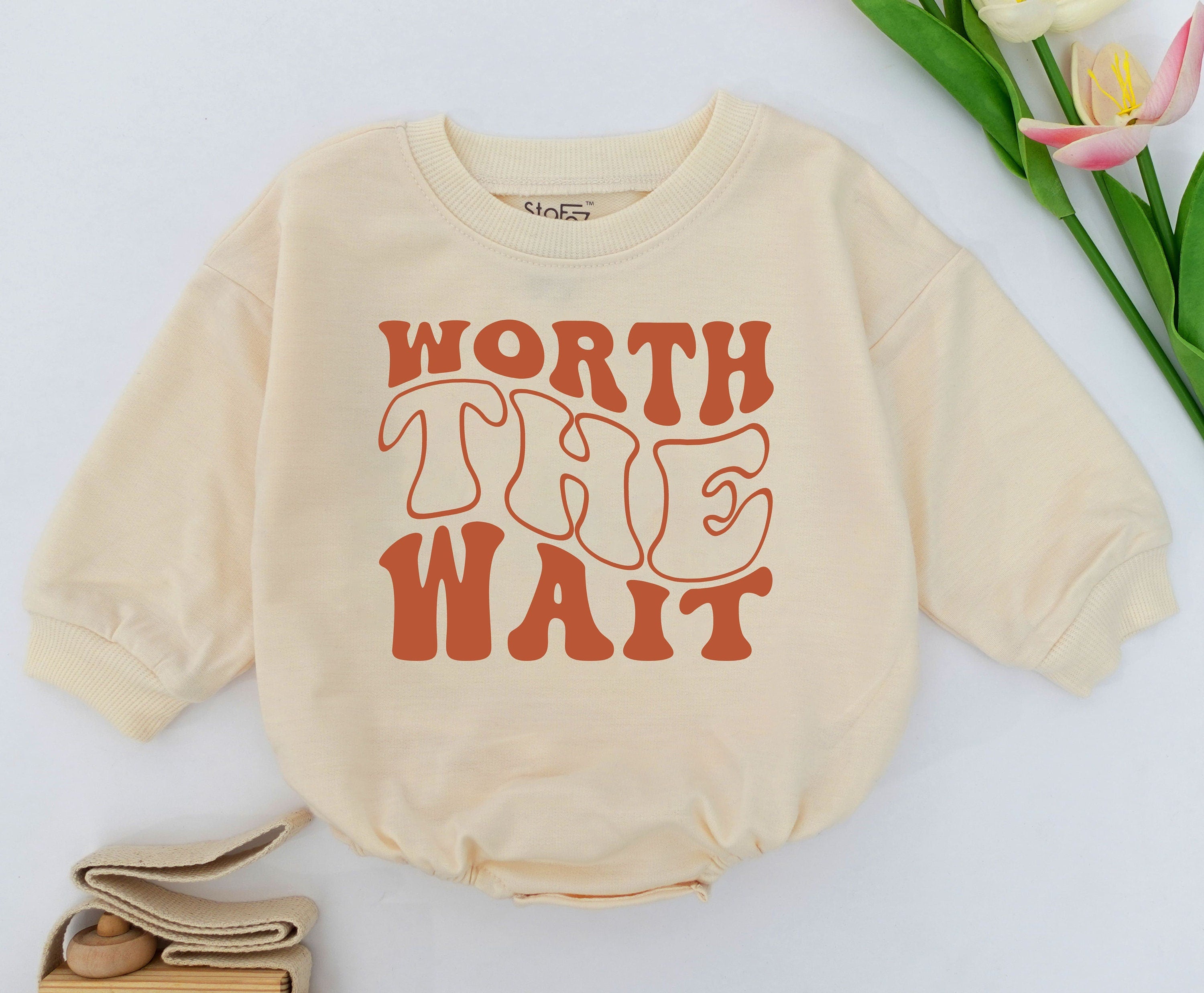 Worth The Wait Baby Romper IVF Pregnancy Announcement Outfit Soft Cotton Adoption Newborn Gift Gender Reveal Baby Shower Clothes