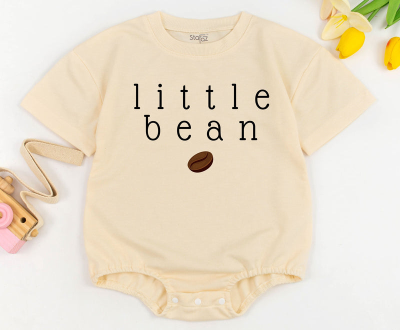 Little Bean Baby Romper Coffee Design Neutral Minimalist Outfit Cozy Cotton Infant Clothes Gender Neutral Playful Graphic