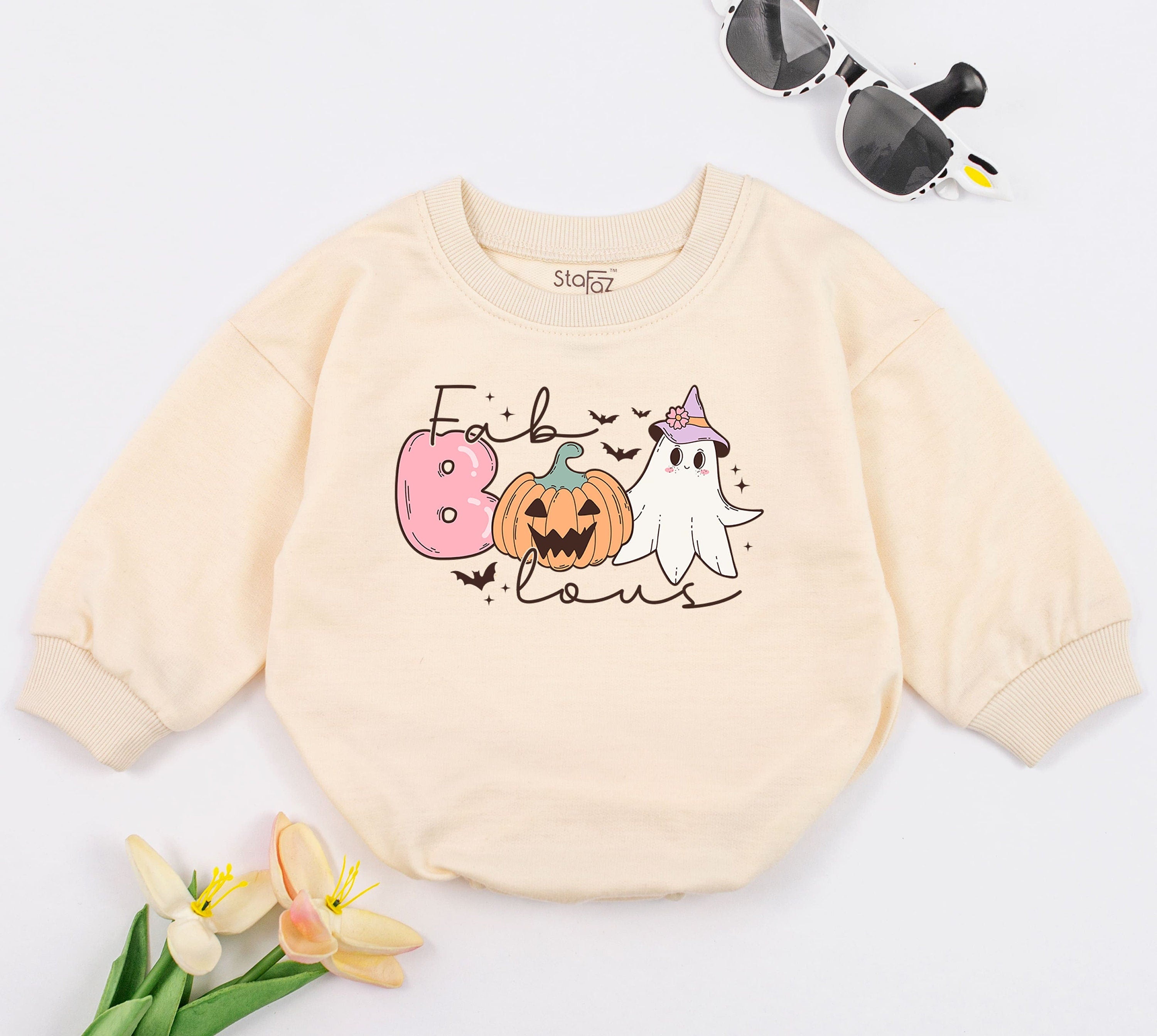 Faboolous Baby Romper Soft Pastel Halloween Pumpkin Ghost Design First Halloween Gift for Baby Fall Vibes Comfortable Thanksgiving Outfit