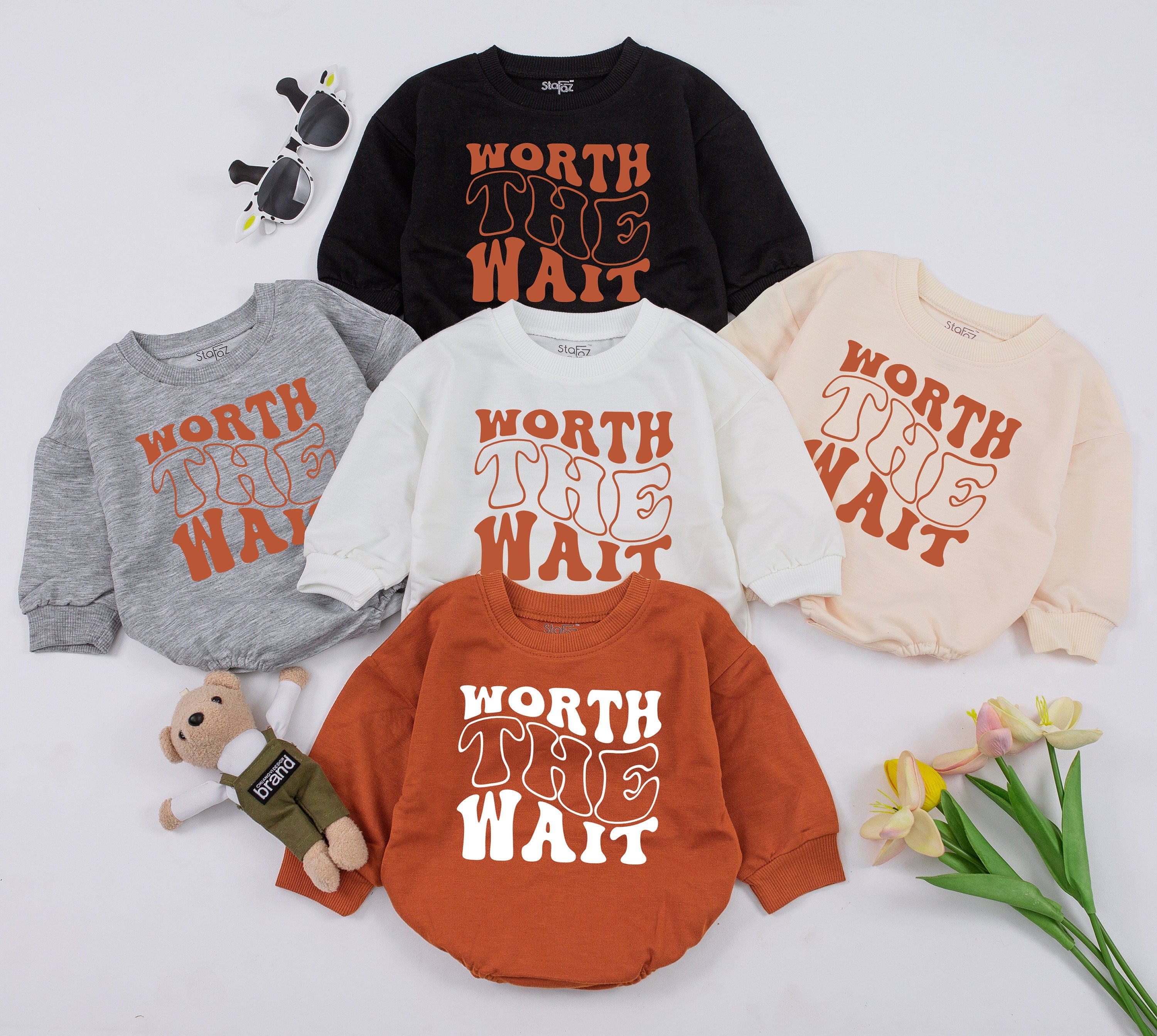 Worth The Wait Baby Romper IVF Pregnancy Announcement Outfit Soft Cotton Adoption Newborn Gift Gender Reveal Baby Shower Clothes