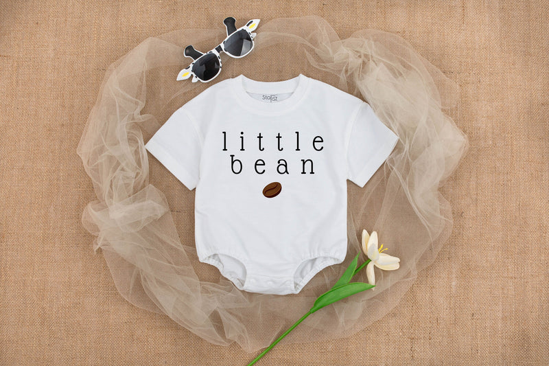 Little Bean Baby Romper Coffee Design Neutral Minimalist Outfit Cozy Cotton Infant Clothes Gender Neutral Playful Graphic