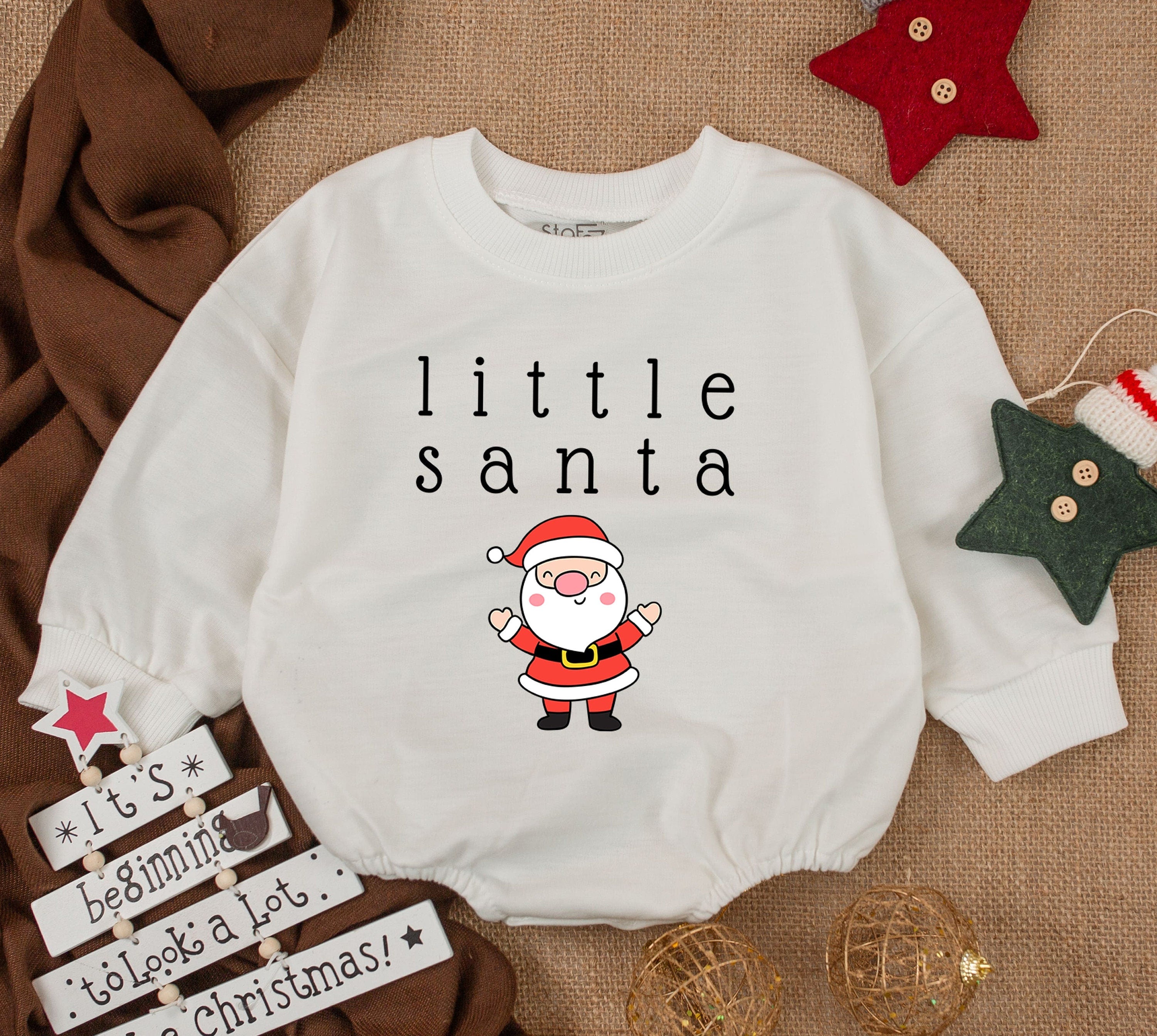 Little Santa Baby Girl Christmas Sweatsuit Cute Holiday Outfit with Red Suit Whimsical Santa Design Cozy Soft Infant Romper