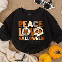 Peace Love Halloween Baby Romper Cozy Fall Newborn Outfit Toddler Sweatshirt Whimsical Pumpkin Design Soft Cotton Seasonal Baby Clothes