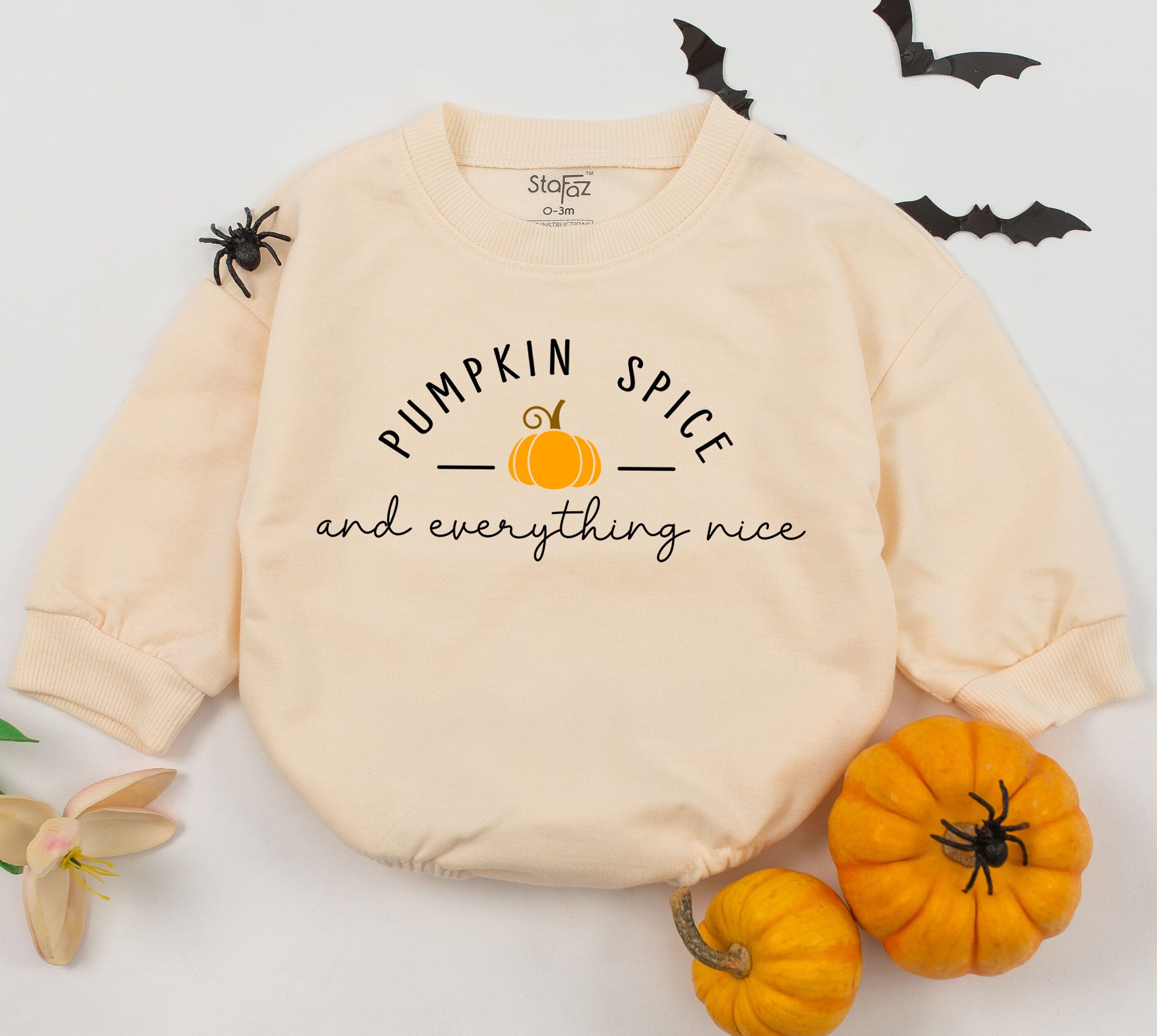 Thanksgiving Baby Girl Retro Romper with Pumpkin Spice Design Cozy Soft Outfit Warm Cotton Sweatsuit Holiday Clothes Autumn Theme