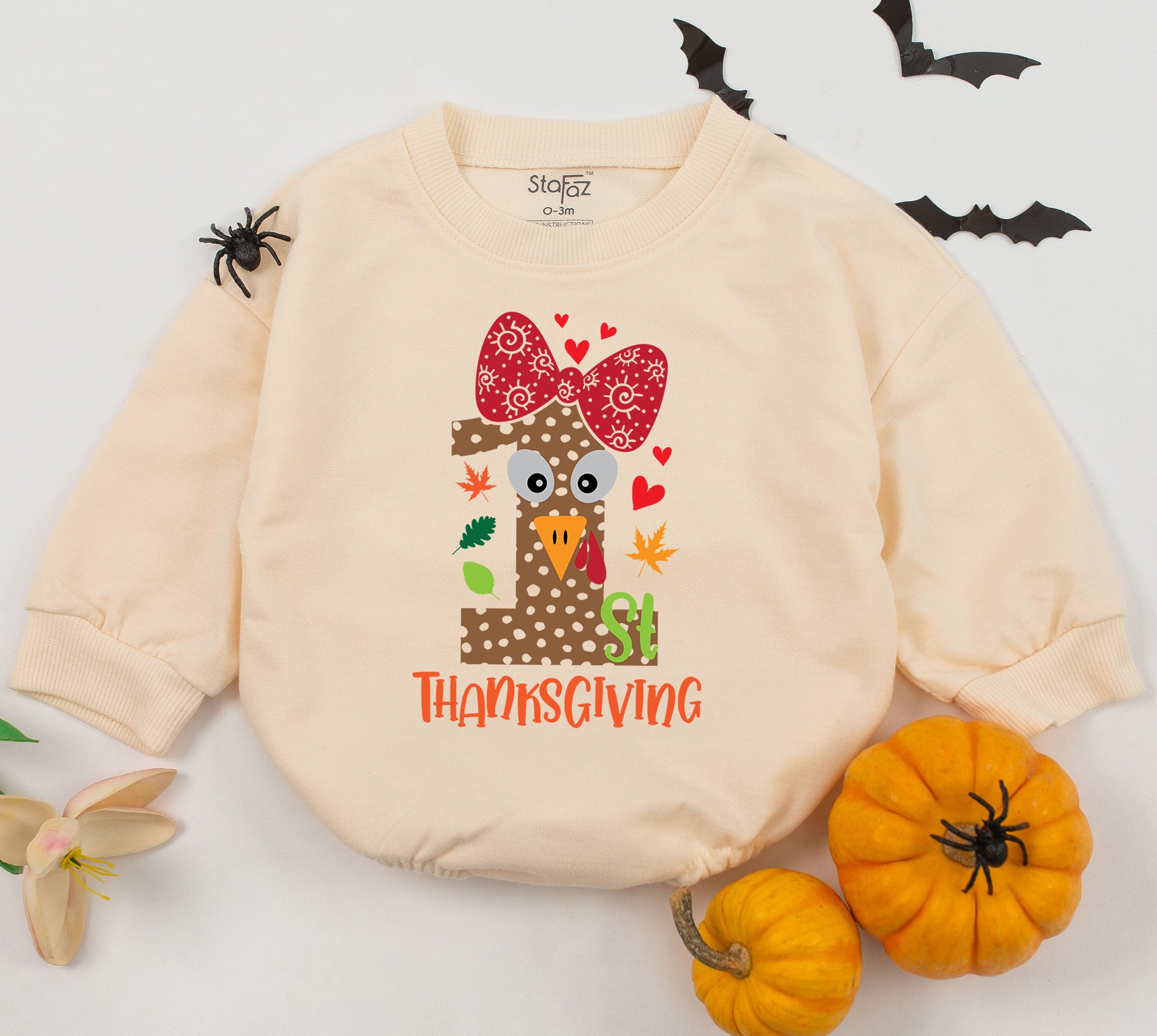 Adorable Turkey First Thanksgiving Baby Romper Outfit