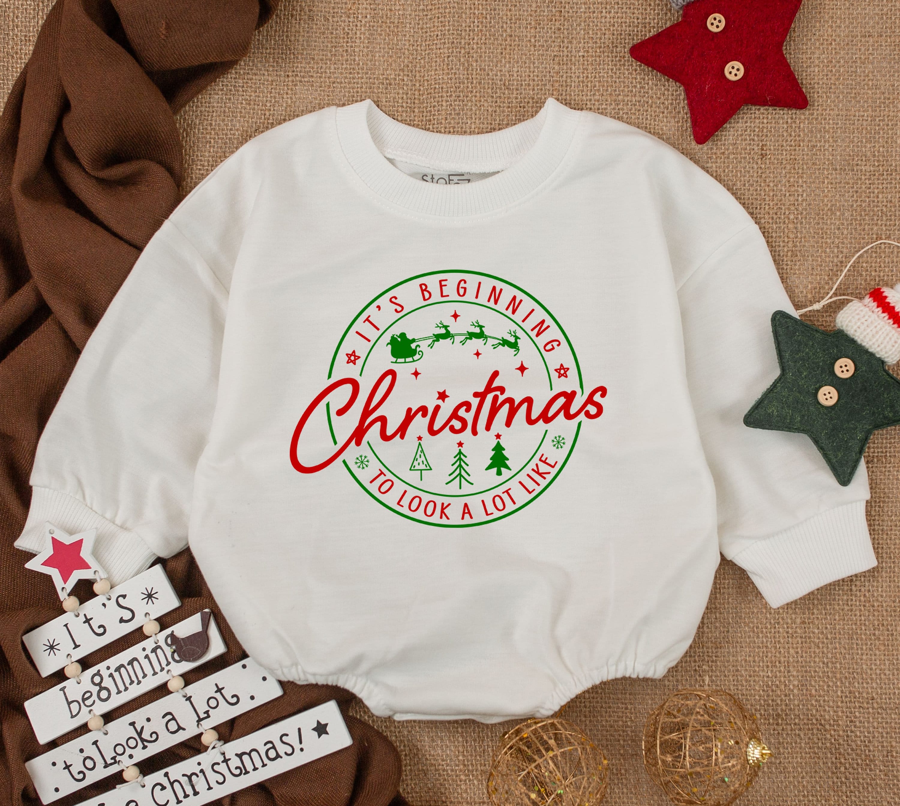 Cheerful Christmas Baby Romper Festive Holiday Toddler Outfit Soft Cotton Merry Xmas Sweater 1st Christmas Gift Joyful Design