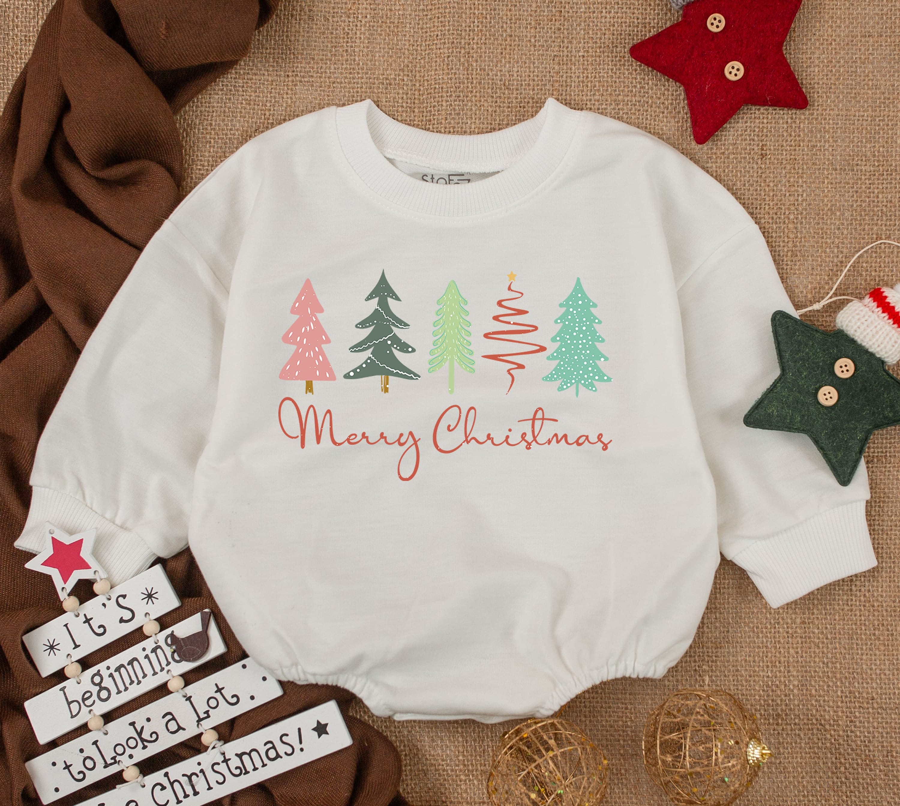 Festive Merry Christmas Baby Romper Toddler Outfit Playful Tree Design Holiday Gift Soft Cotton 1st Xmas Clothes for Boys and Girls