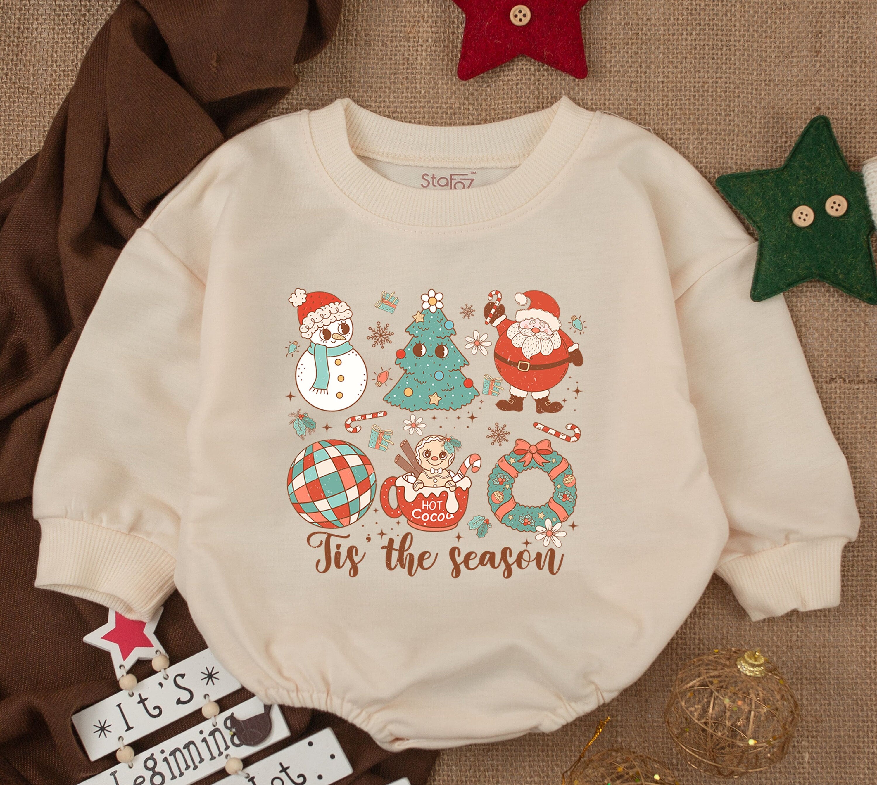 Festive Christmas Baby Romper Santa Snowman Holiday Outfit For 1st Xmas Tis The Season Newborn Holiday Cotton Gift Boy Girl