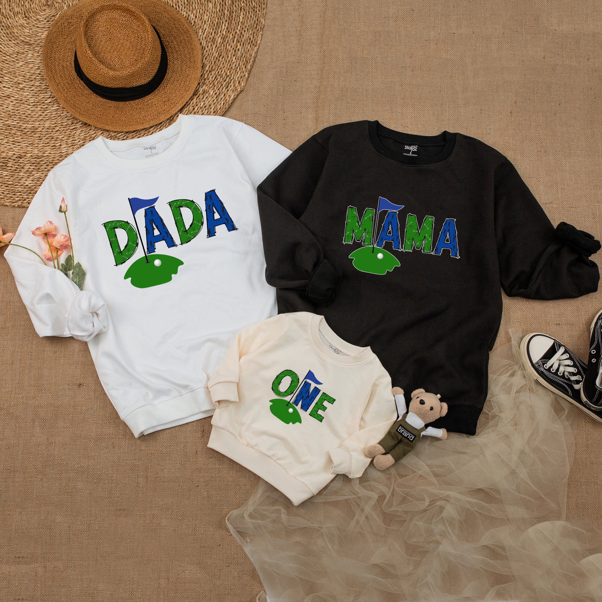 Custom Family Matching Golf Birthday Sweatshirt with Name