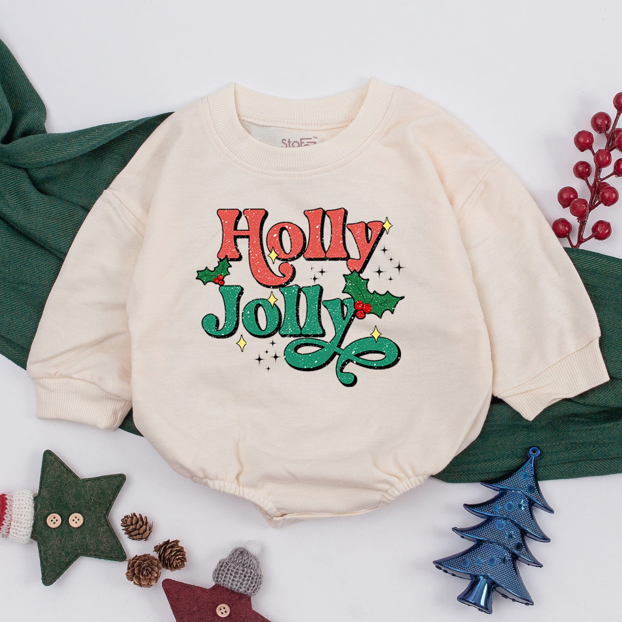 Holly Jolly Baby Romper Festive Christmas Outfit Soft Cotton Infant Clothes Girl Holiday Bodysuit Perfect Baby Shower Gift First Xmas