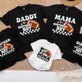 Custom Football Birthday Romper for Baby, 1st Year Down Outfit with Checkered Motif, Soft Cotton, Perfect for Milestone Photos & Parties