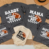 Custom Football Birthday Romper for Baby, 1st Year Down Outfit with Checkered Motif, Soft Cotton, Perfect for Milestone Photos & Parties