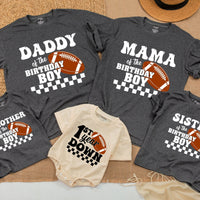 Custom Football Birthday Romper for Baby, 1st Year Down Outfit with Checkered Motif, Soft Cotton, Perfect for Milestone Photos & Parties