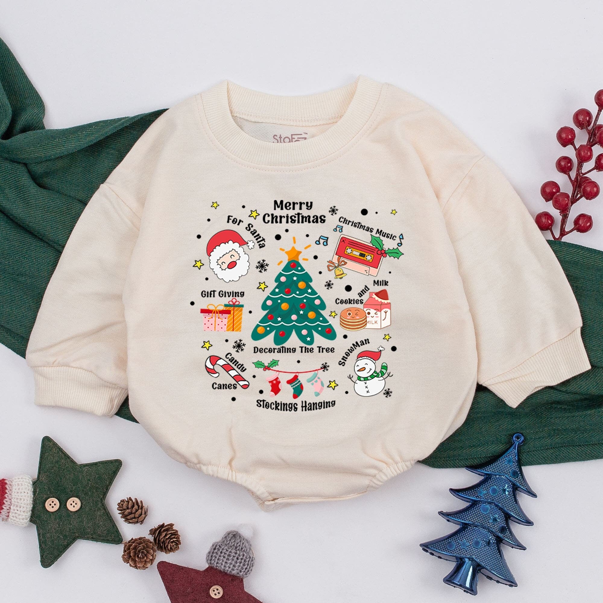 Festive Merry Christmas Romper Baby Outfit Vibrant Holiday Tree Santa Snowman Soft Cotton Infant Clothes Gift Idea