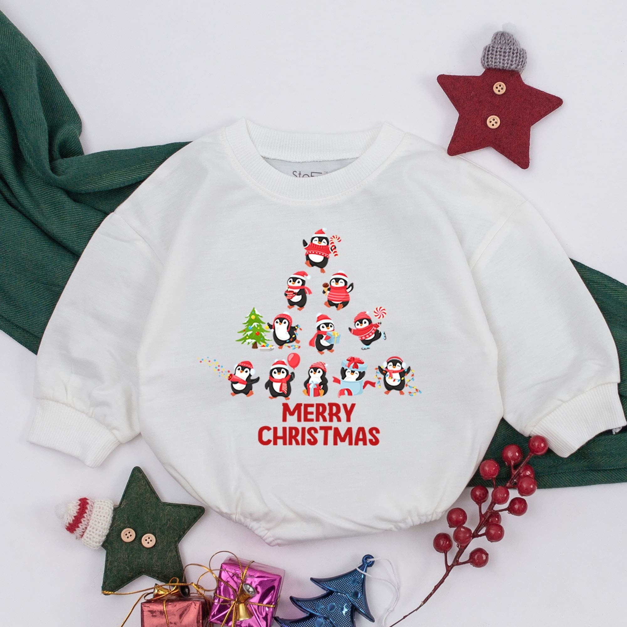 Merry Christmas Penguin Baby Romper Festive Infant Outfit First Holiday Gift Cute Xmas Design for Boy Girl Soft Cotton