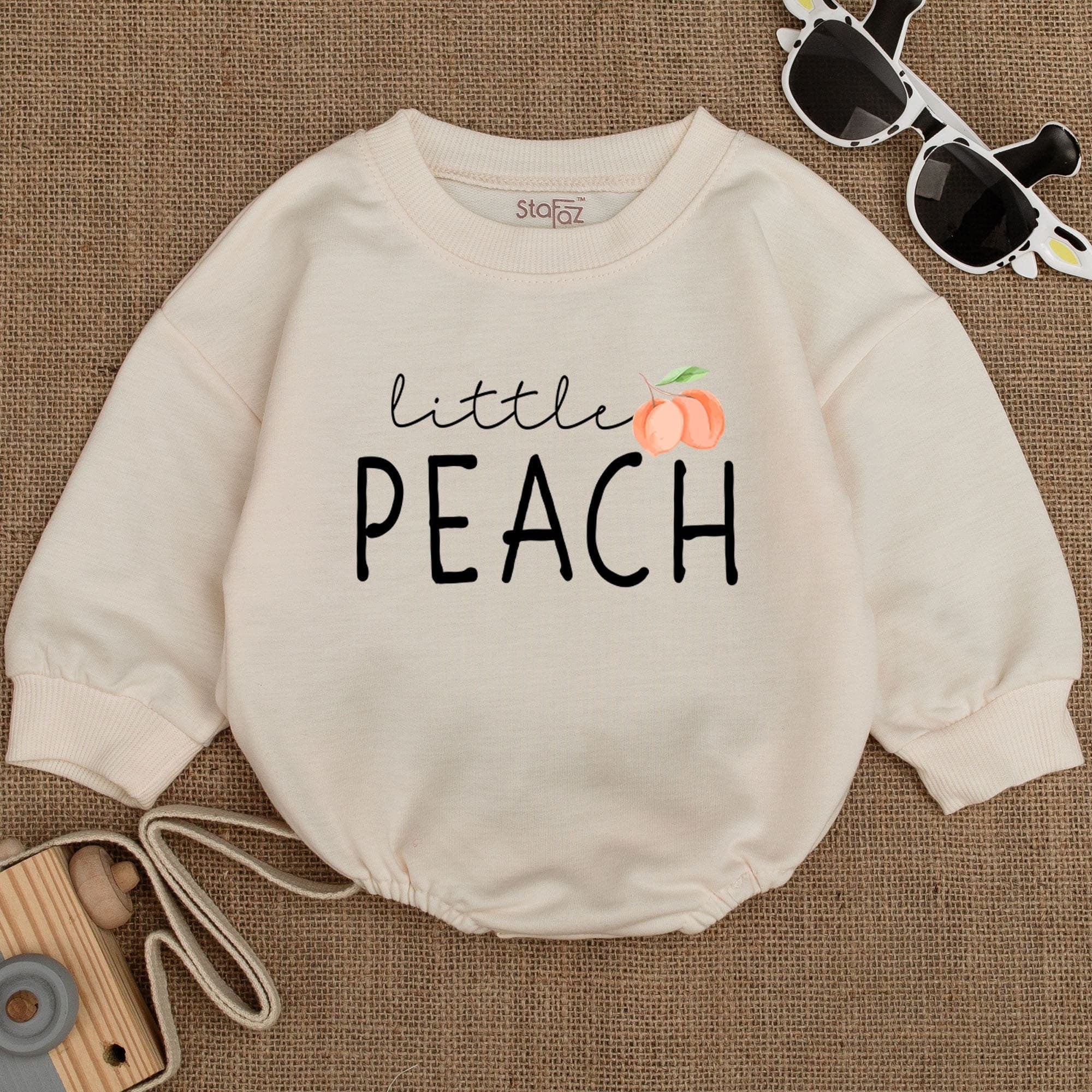Peach Baby Romper Little Peach Design Cute Cotton Bodysuit Infant Girl Southern Style Soft Comfortable Vegan Newborn Outfit Birthday Gift