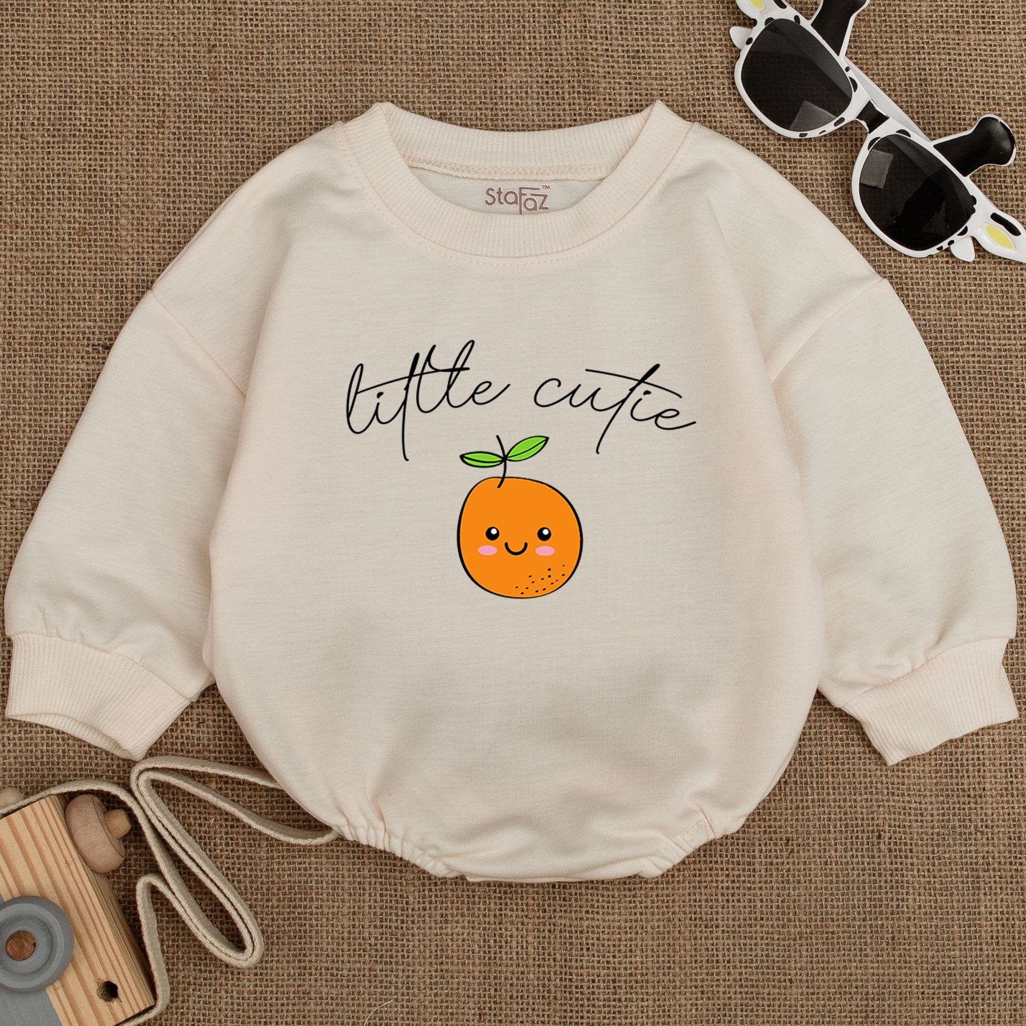 Little Cutie Orange Romper for Newborn Baby Girls Soft Cotton Infant Clothing Cute Smiling Design Perfect Gift for Casual and Holiday Wear