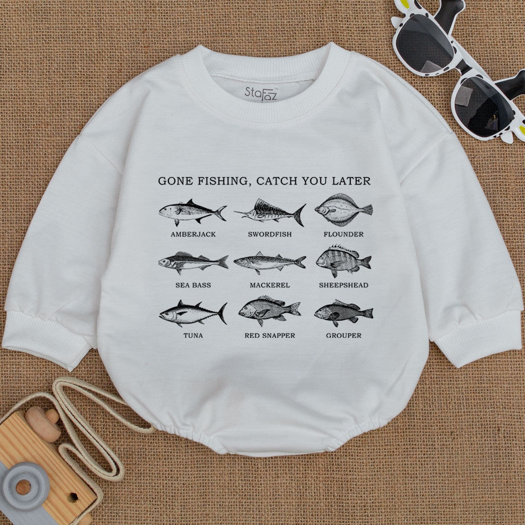 Gone Fishing Baby Romper - Unique Newborn Gift & Outfit