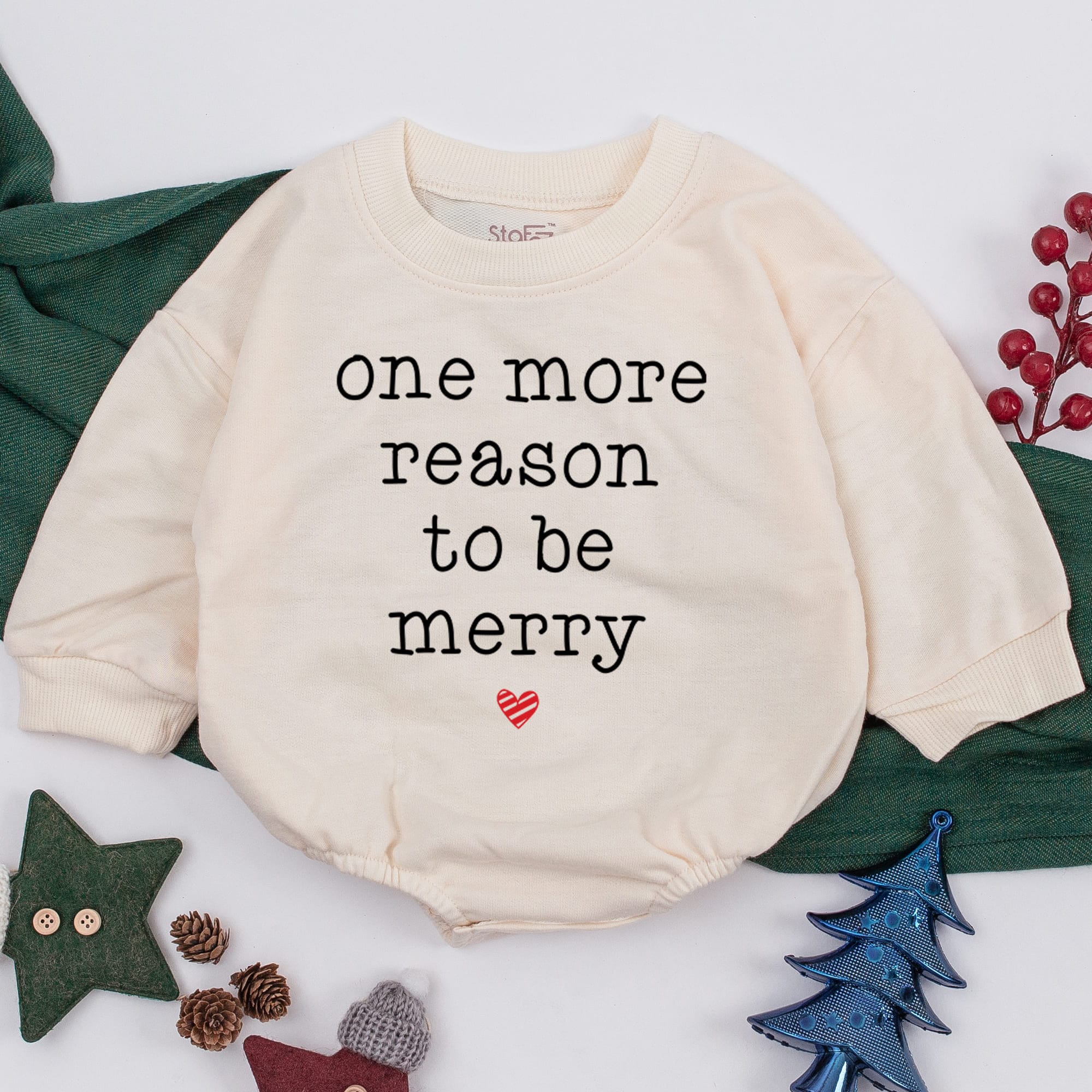 One More Reason to Be Merry Baby Romper Cozy Christmas Outfit Soft Warm Infant Clothes Holiday Gift for Baby Shower