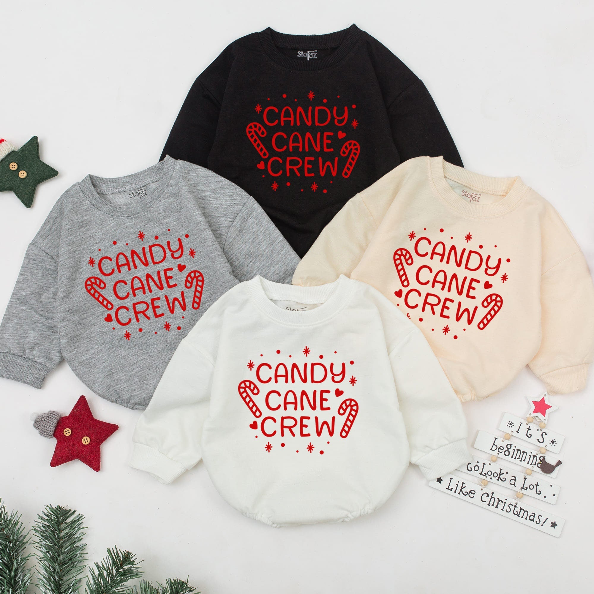 Candy Cane Crew Christmas Baby Romper Festive Infant Outfit First Xmas Gift Neutral Baby Clothes Boy Girl Holiday Design