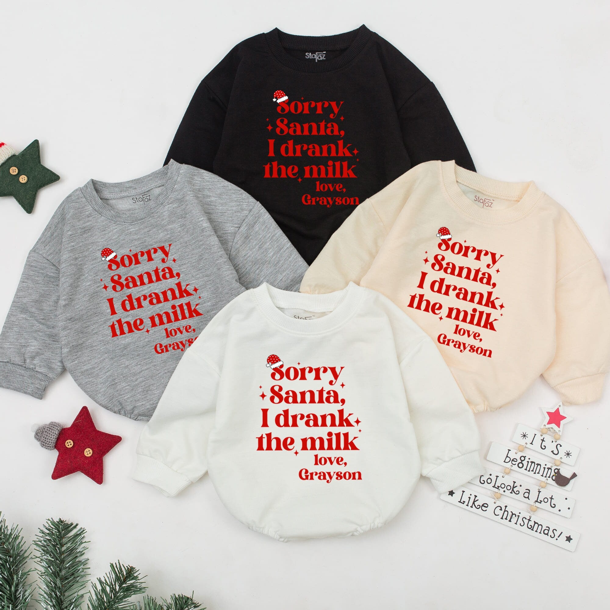 Sorry Santa I Drank the Milk Personalized Baby Romper Festive Holiday Infant Outfit Soft Cozy Christmas Clothes Girl or Boy Gift