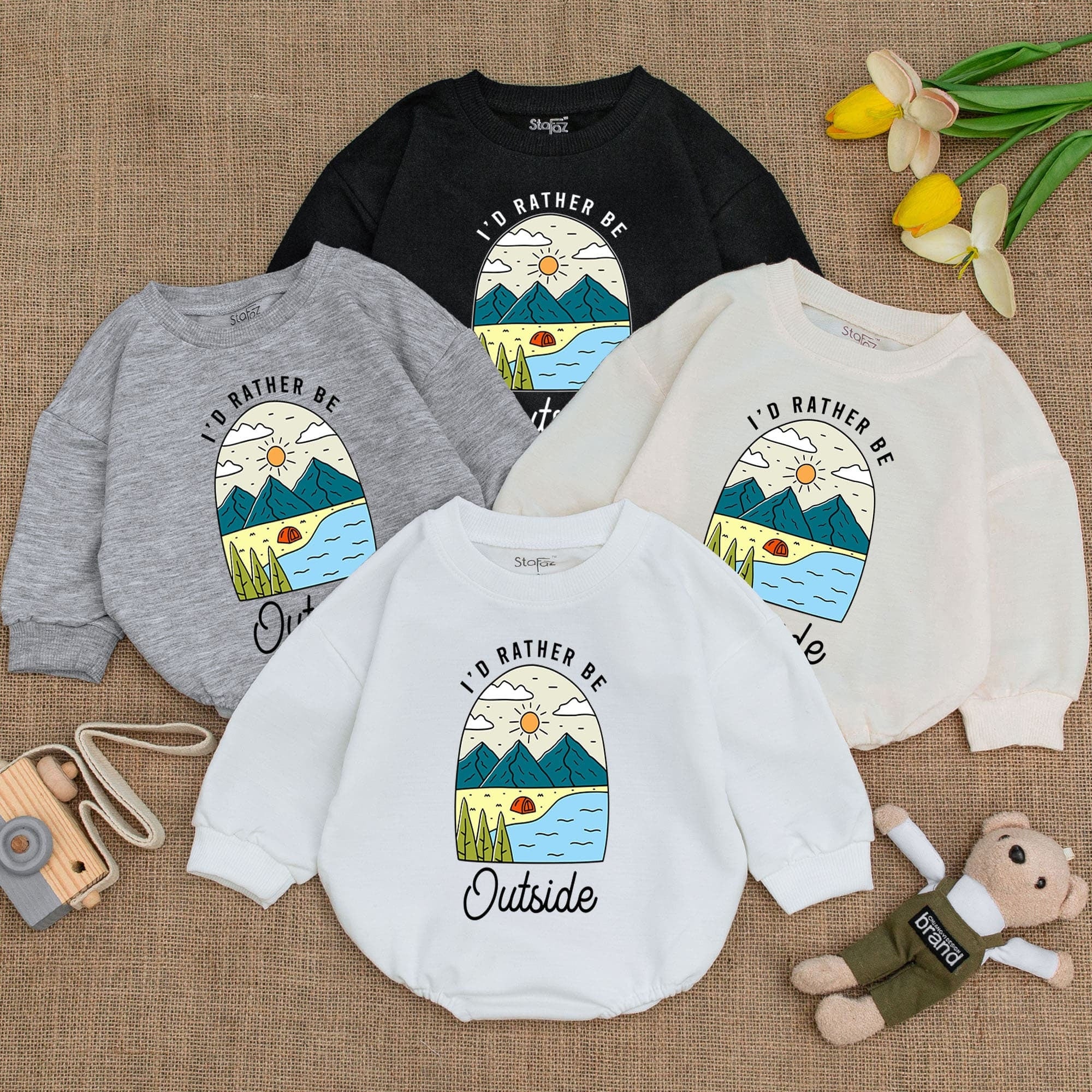 Baby Camping Bodysuit with Mountain Scene Outdoor Adventure Gift Cozy Cotton Outfit for Infant Holiday or Birthday