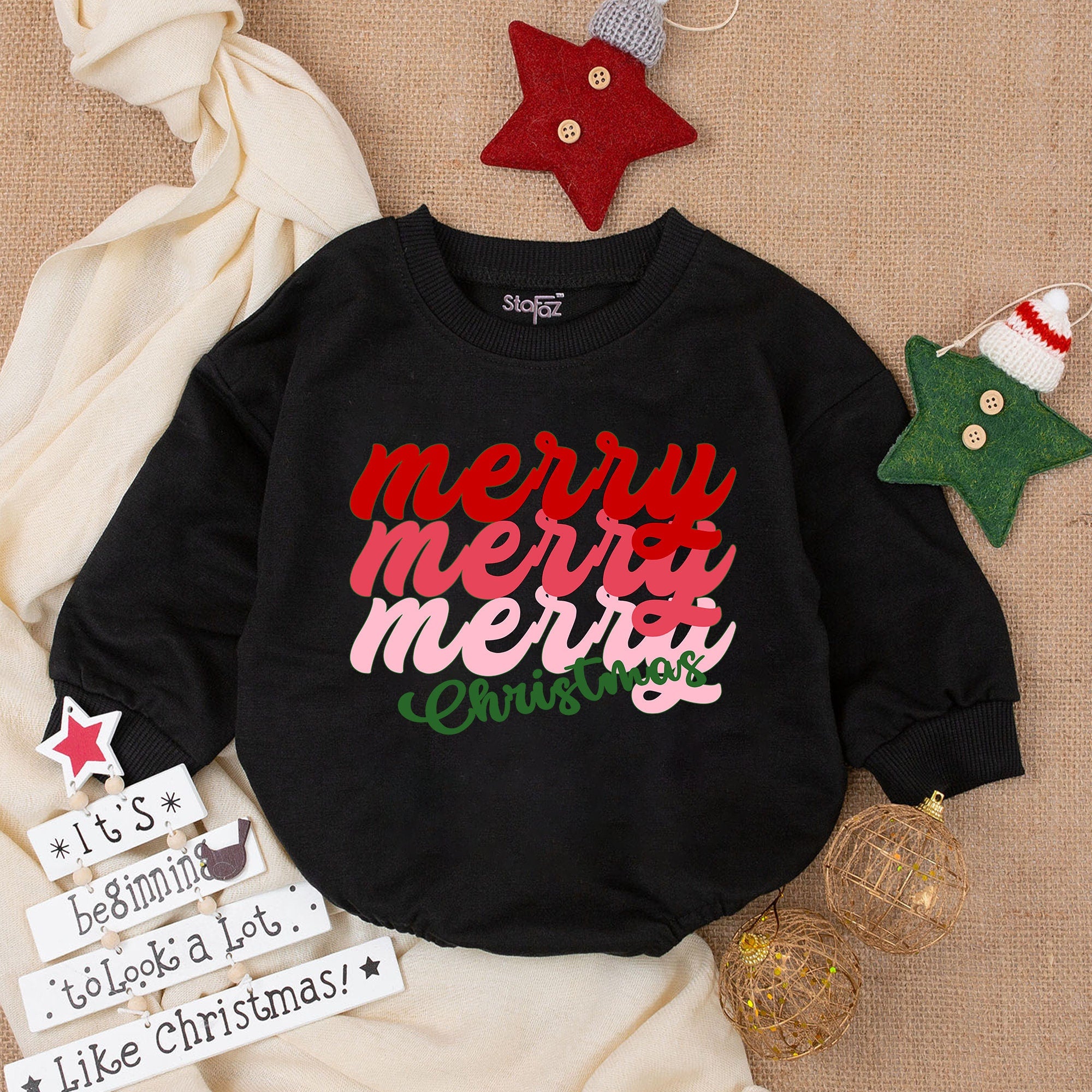 Merry Christmas Baby Romper Colorful Festive Outfit Soft Cotton Holiday Clothes Gift for Infants Boys Girls Cozy Santa Apparel