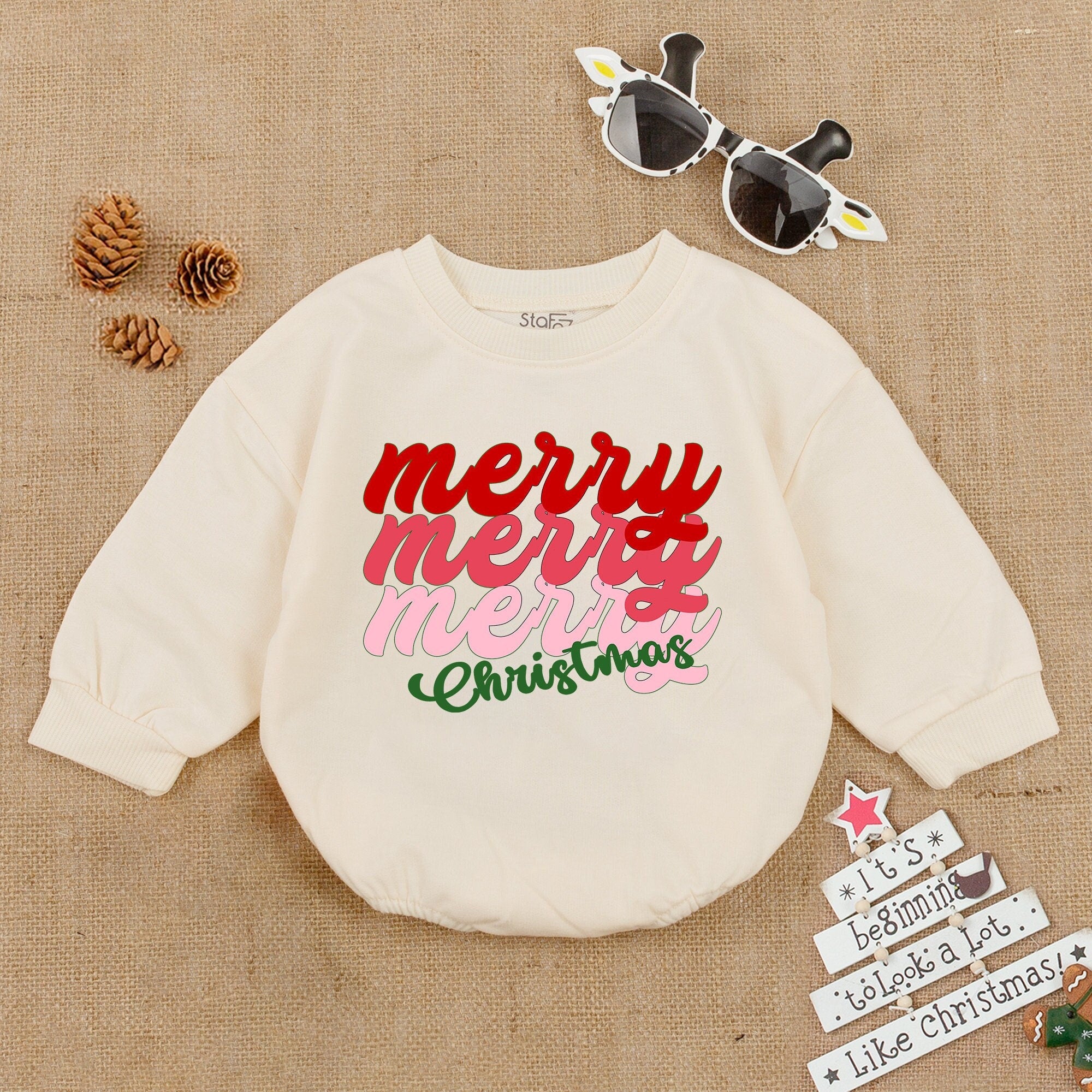 Merry Christmas Baby Romper Colorful Festive Outfit Soft Cotton Holiday Clothes Gift for Infants Boys Girls Cozy Santa Apparel