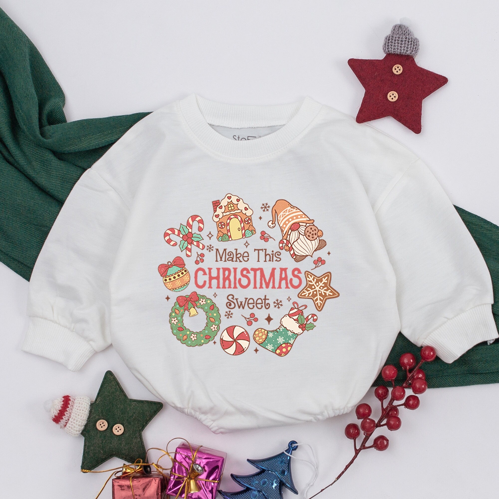 Christmas Sweet Baby Romper with Candy Cane Gingerbread Design First Holiday Outfit for Infant Girl Baby Shower Gift