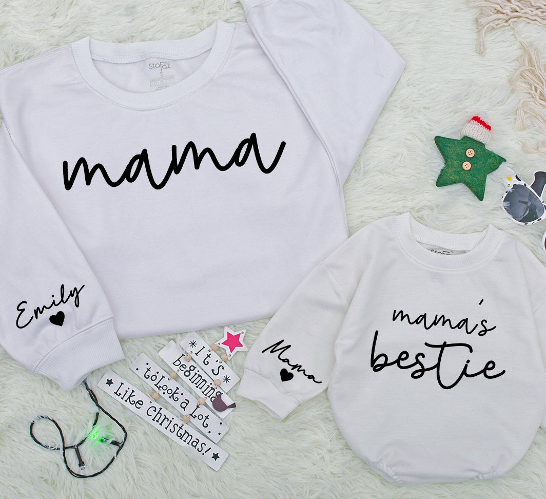 Custom Family Matching Sweatshirts with Name - Mommy & Me