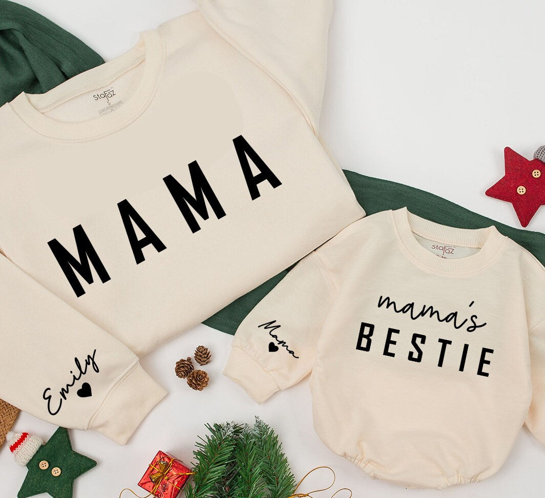 Custom Family Matching Sweatshirts with Name - Mommy & Me