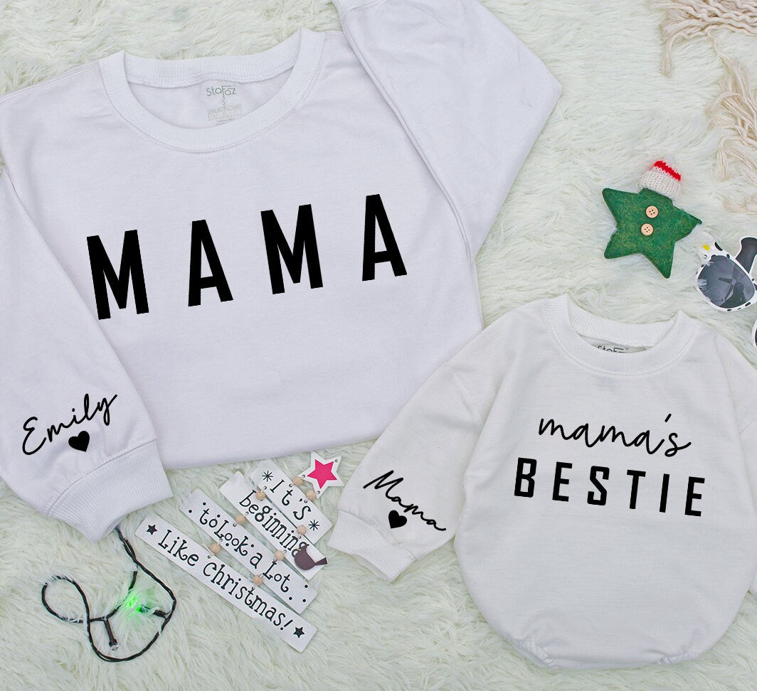 Custom Family Matching Sweatshirts with Name - Mommy & Me