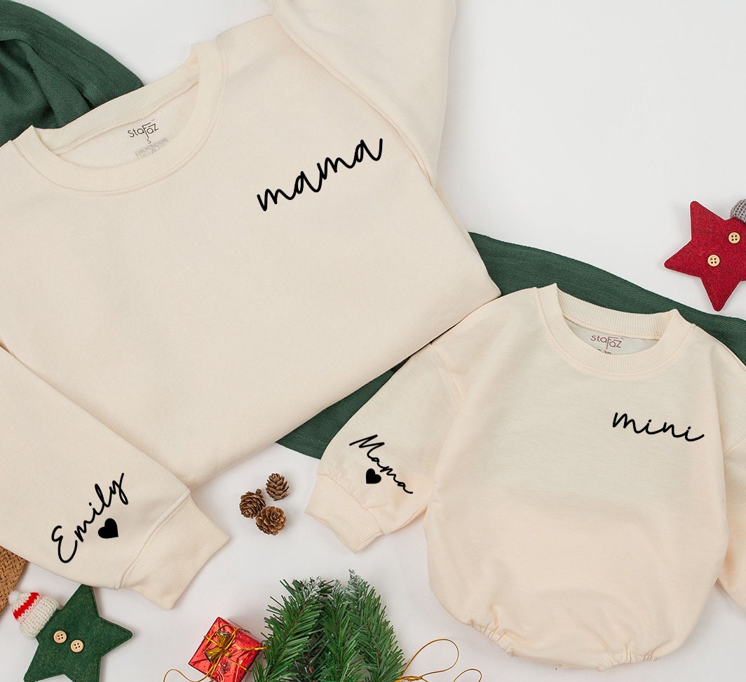 Custom Family Matching Sweatshirts with Name: Mommy & Me