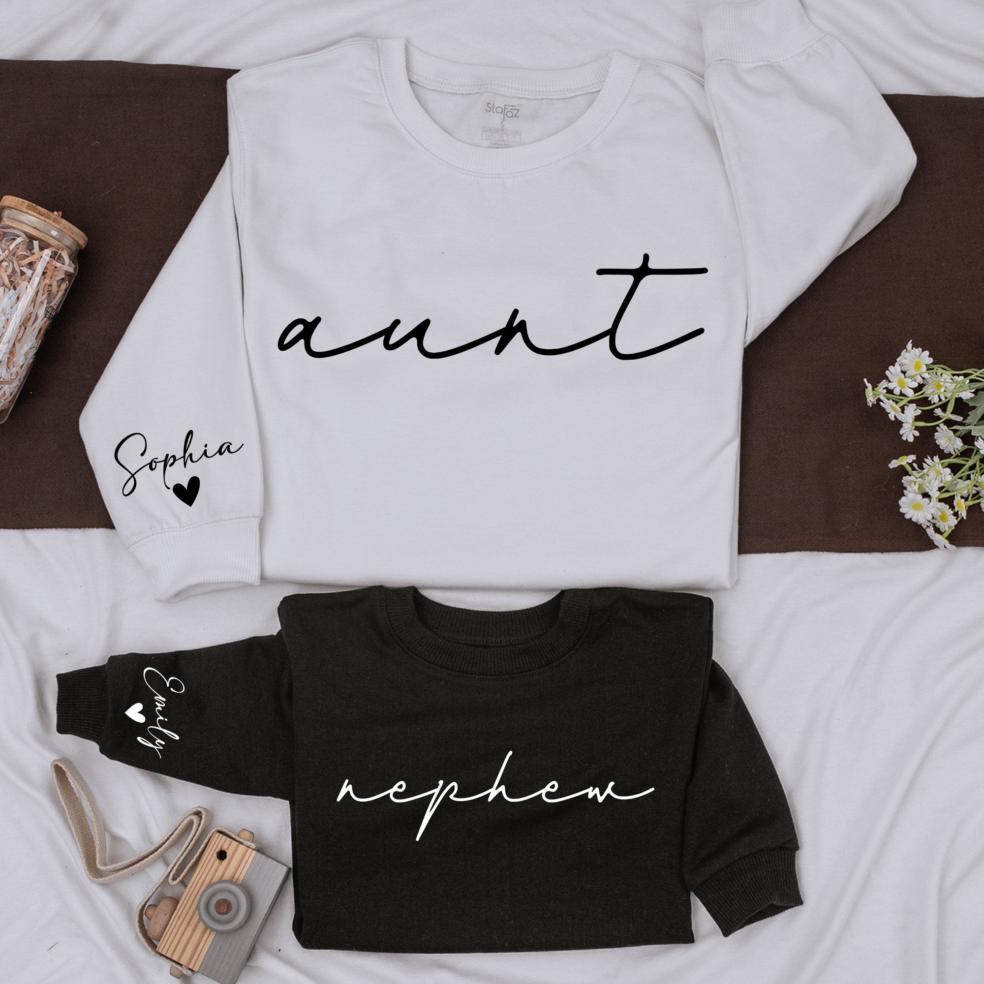 Custom Matching Aunt and Nephew Shirts Script Font Personalized Cotton Family Gift