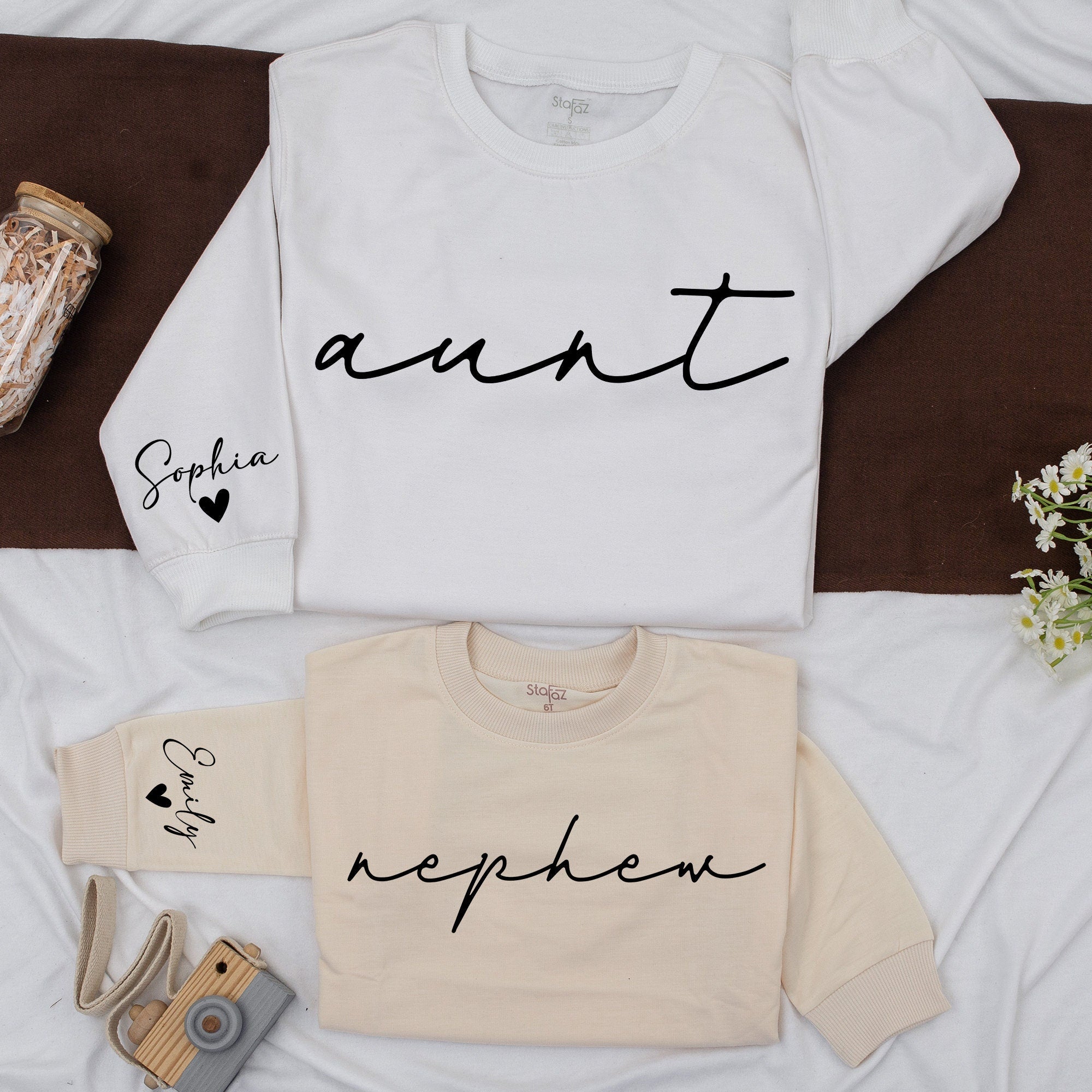 Custom Matching Aunt and Nephew Shirts Script Font Personalized Cotton Family Gift