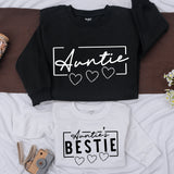 Custom Auntie and Bestie Matching Sweatshirts Stylish Script Design Cozy Fall Family Outfit Baby Girl Gift Soft Cotton Romper