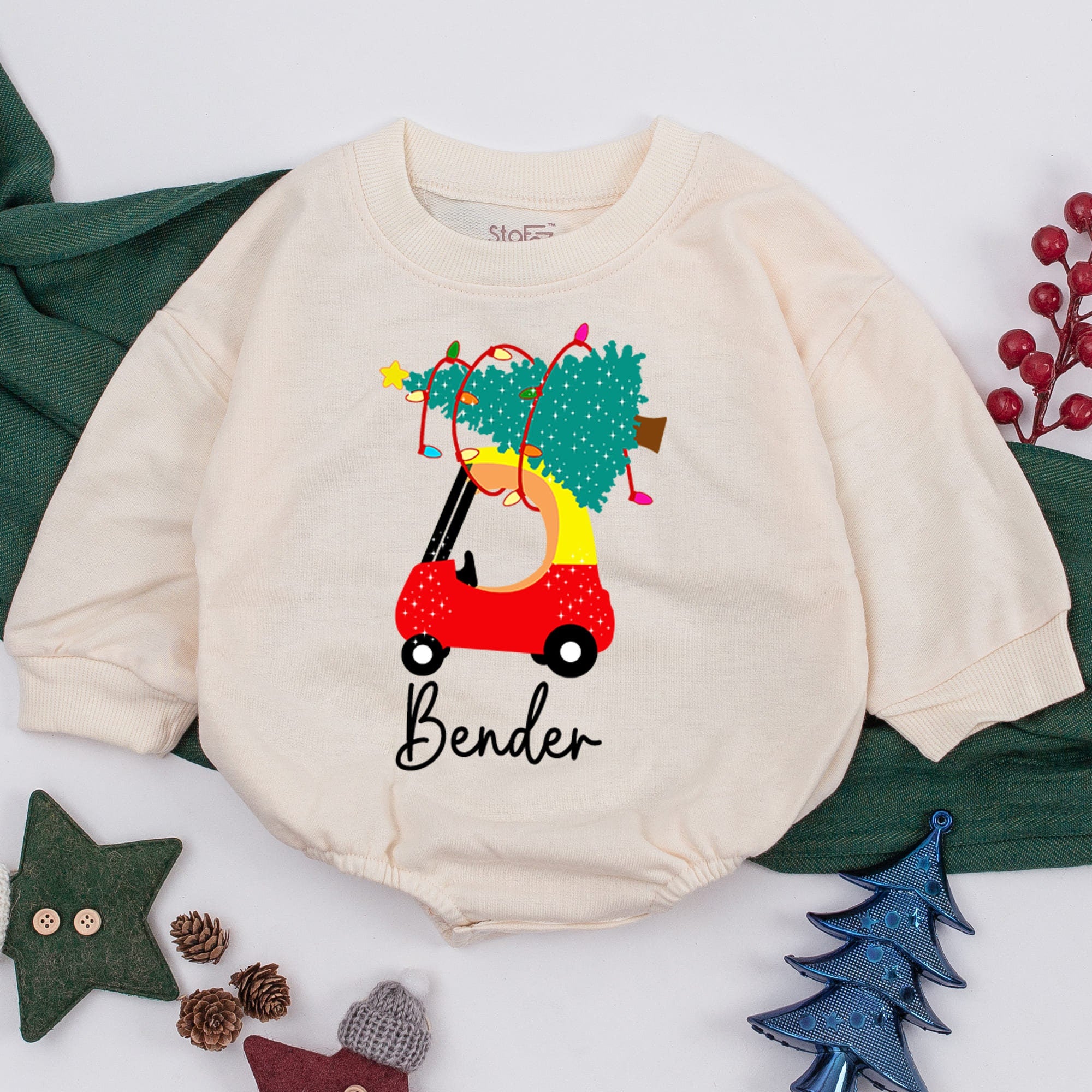Personalized Red Car Christmas Baby Romper Festive Infant Outfit Gender Neutral Holiday Clothes Soft Cotton Custom Baby Gift