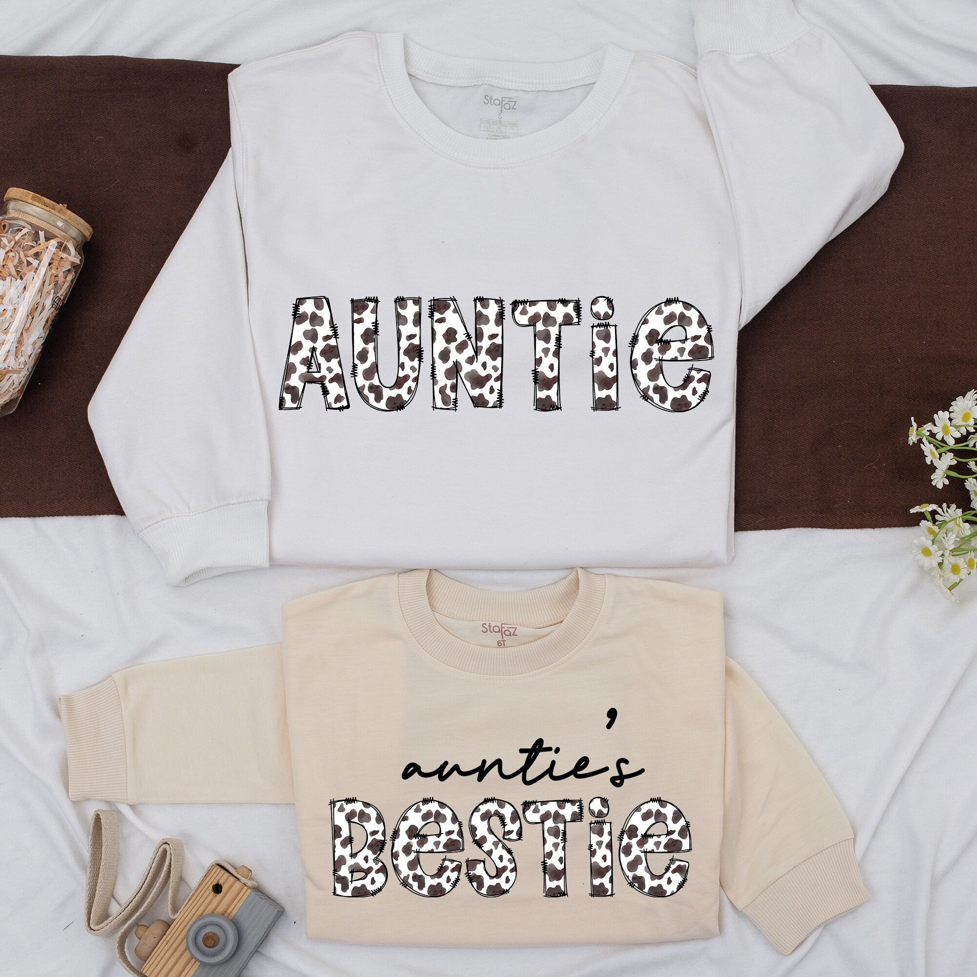 Customizable Family Matching Auntie & Bestie Sweatshirts with Custom Text