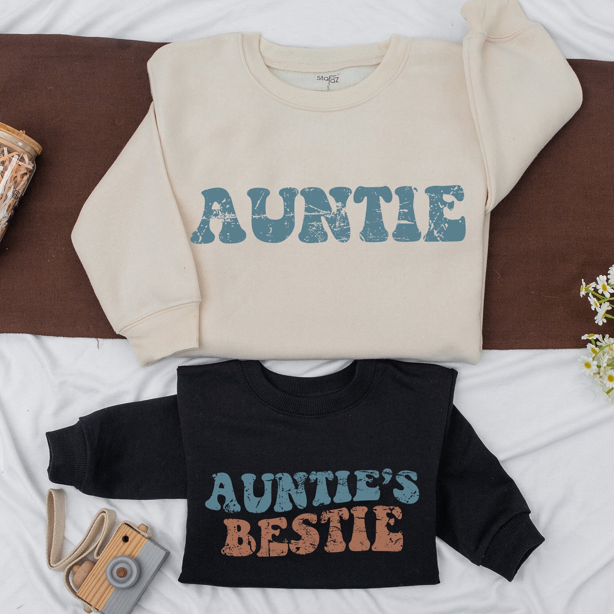 Personalized Retro Family Matching Sweatshirt Set with Custom Text
