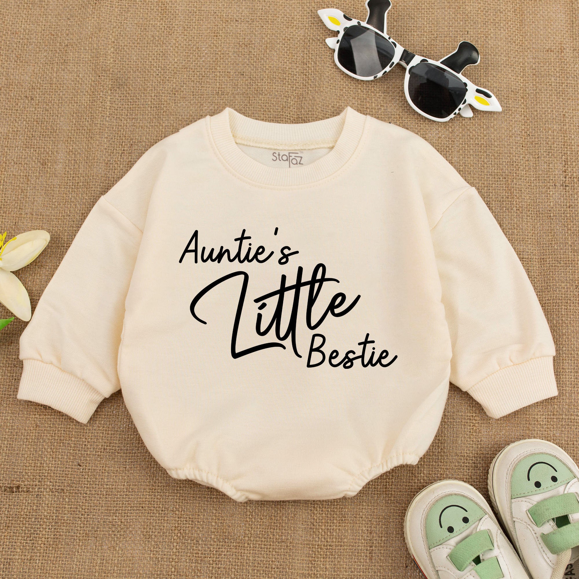 Auntie's Little Bestie Baby Romper Soft Cotton Comfortable Newborn Outfit Gift from Aunt Casual Baby Clothes Modern Minimalist Design