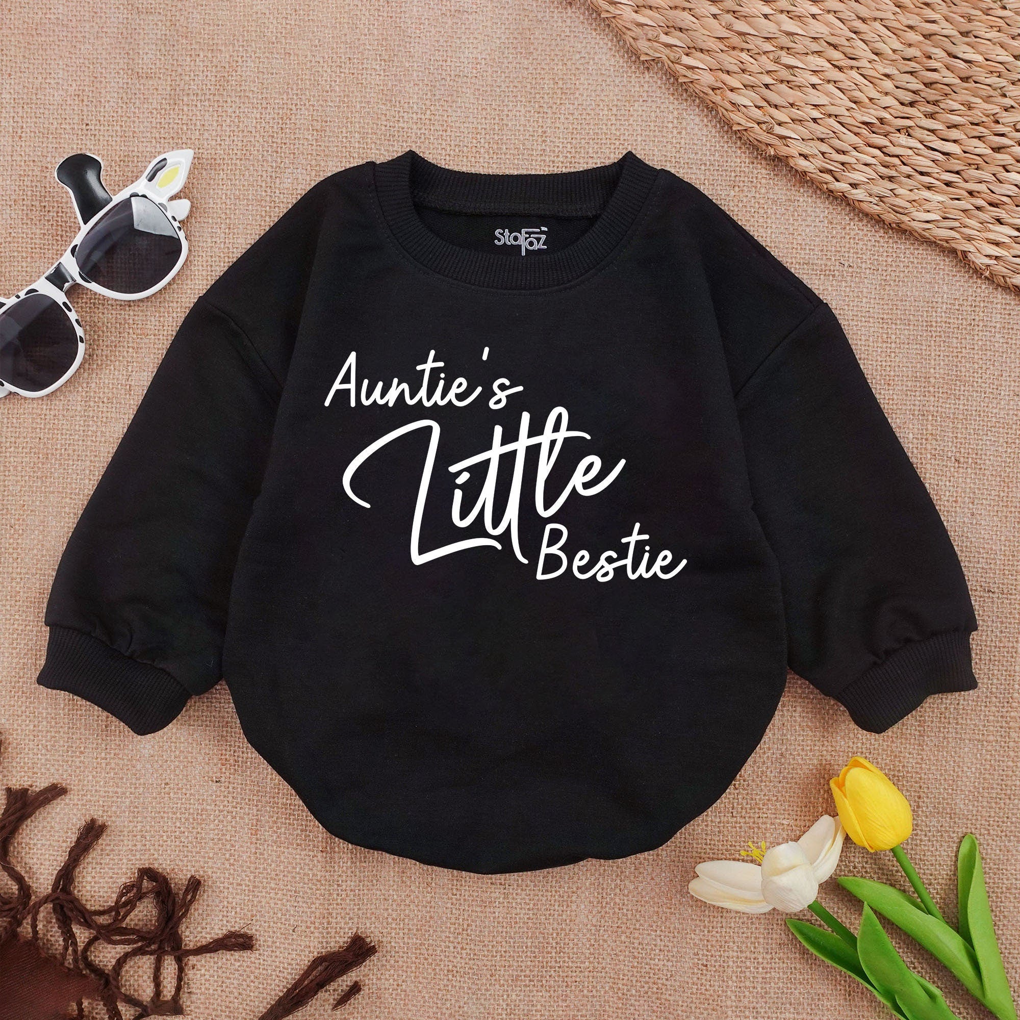Auntie's Little Bestie Baby Romper Soft Cotton Comfortable Newborn Outfit Gift from Aunt Casual Baby Clothes Modern Minimalist Design