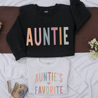 Custom Auntie and Favorite Sweatshirt Set Bright Pastel Colors Matching Family Outfit Soft Cotton Gift Baby Toddler Comfortable