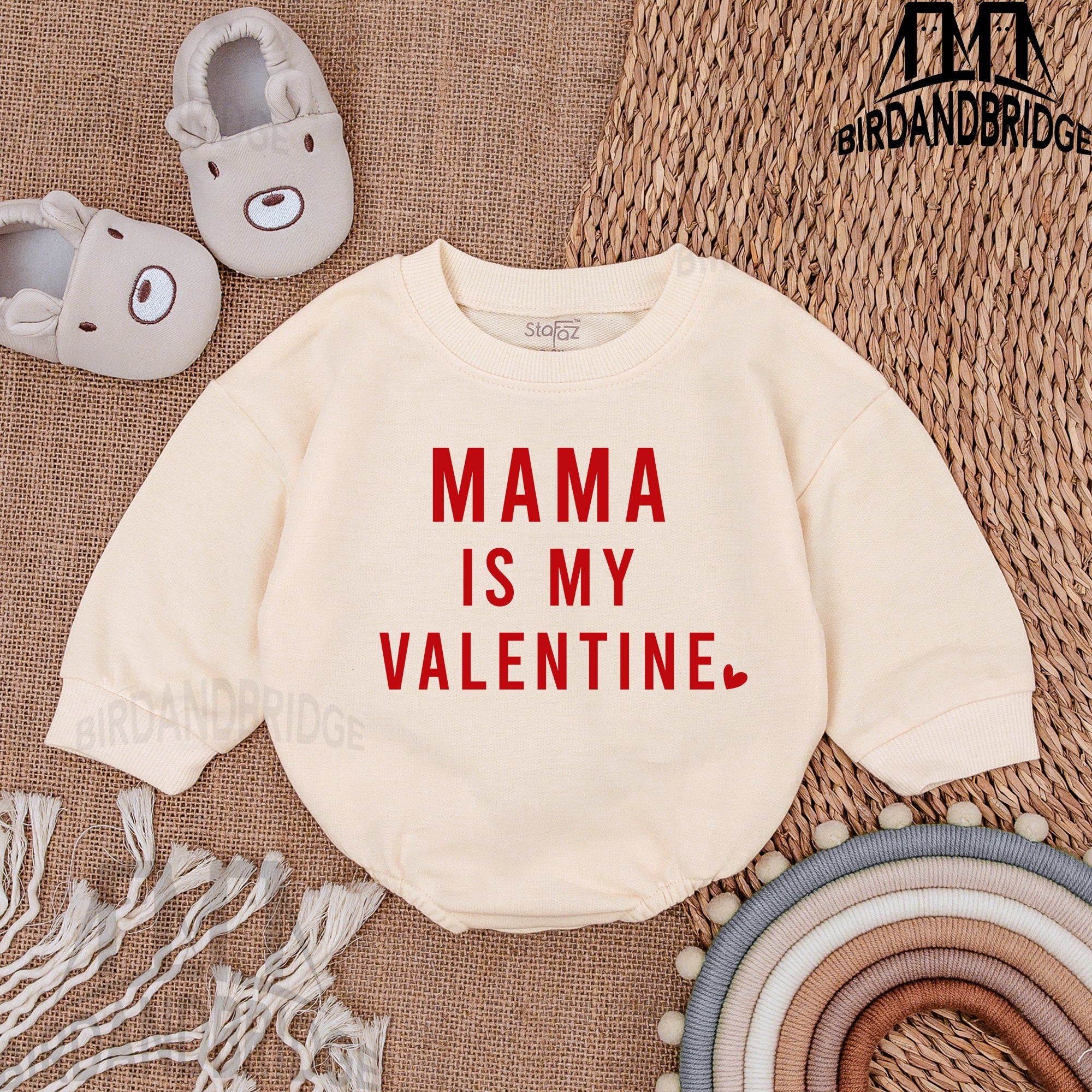 Mama Is My Valentine Baby Romper Red Heart Design Cute Newborn Infant Boy Outfit Soft Cotton Playful Valentine's Day Gift