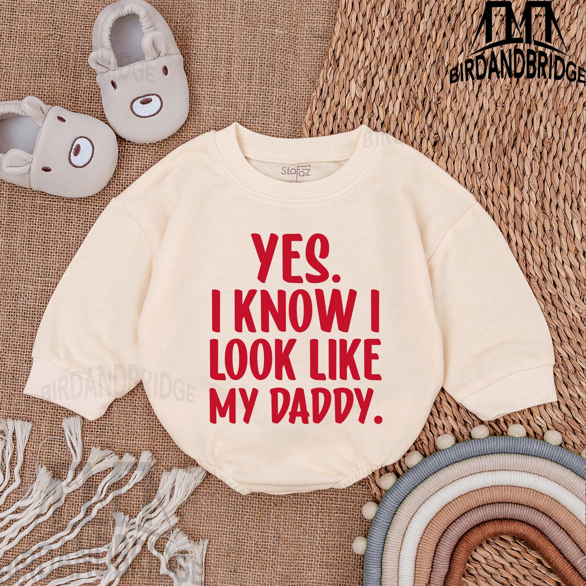 Yes I Know I Look Like My Daddy Baby Romper Soft Cotton Infant Bodysuit Fun Valentine Gift for Baby Boy Newborn Outfit Comfortable