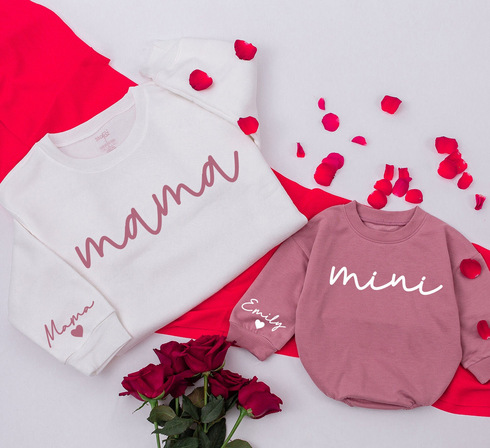 Custom Mommy & Me Sweatshirts with Name - Family Matching Gift