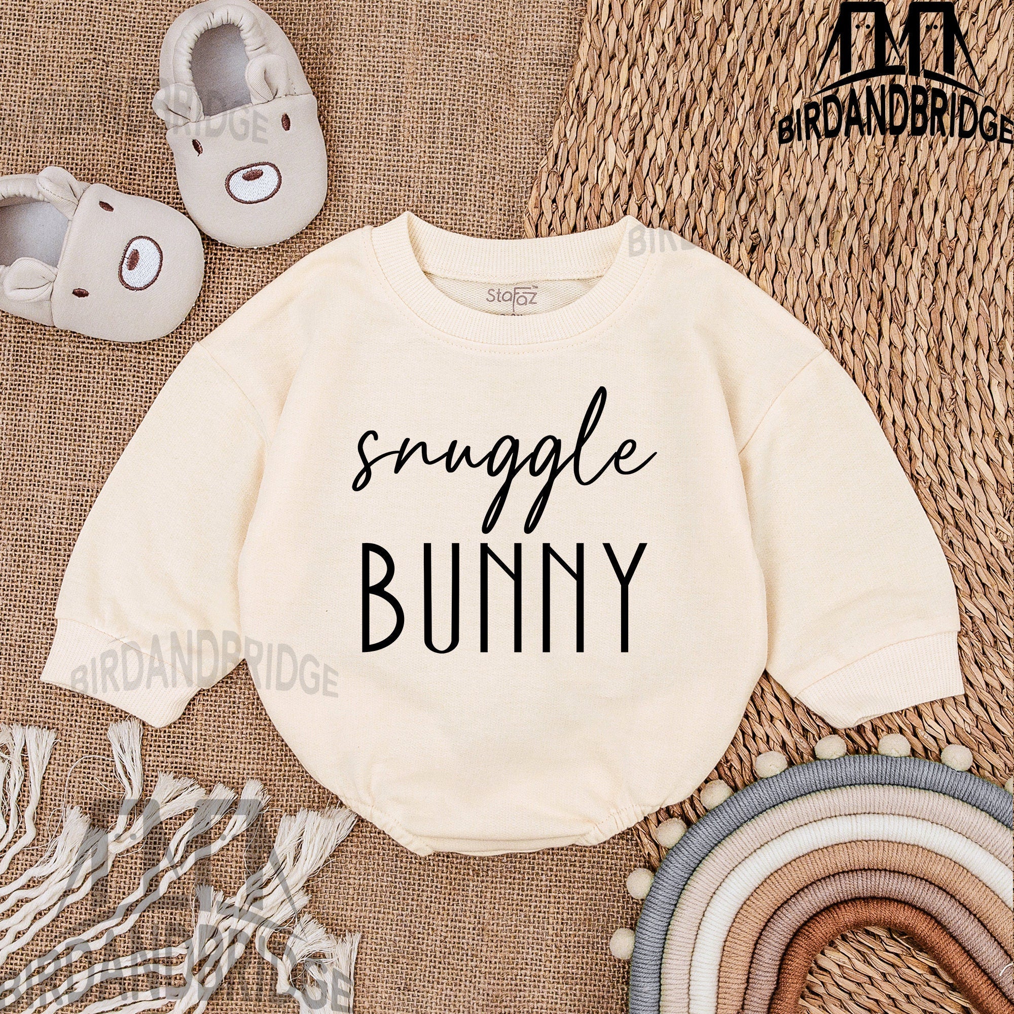 Snuggle Bunny Baby Boy Romper Soft Cotton Newborn Outfit Cute Easter Day Sweatshirt Bodysuit Infant Clothes Comfortable Gift